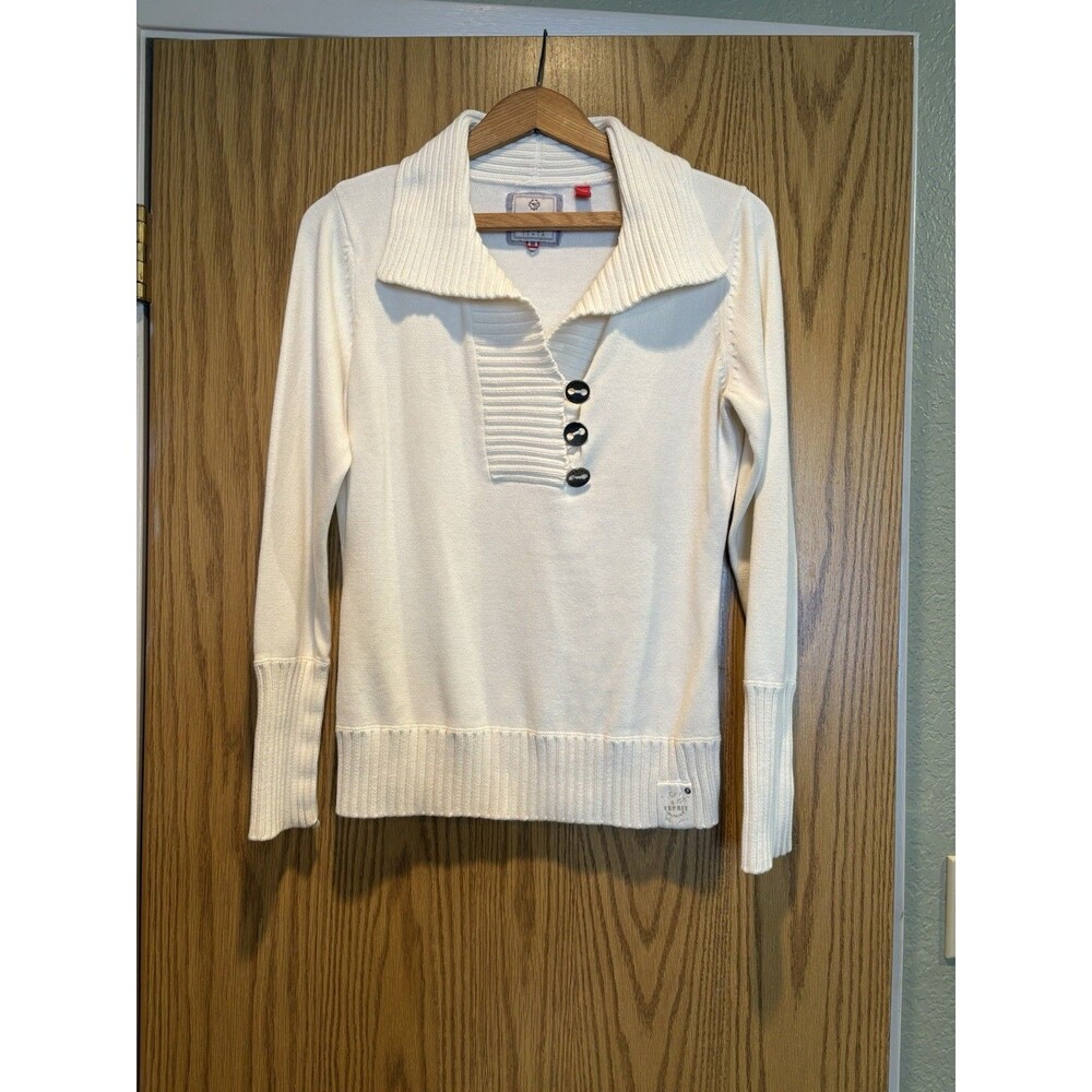 Esprit Cream Knit Button-Front Sweater
